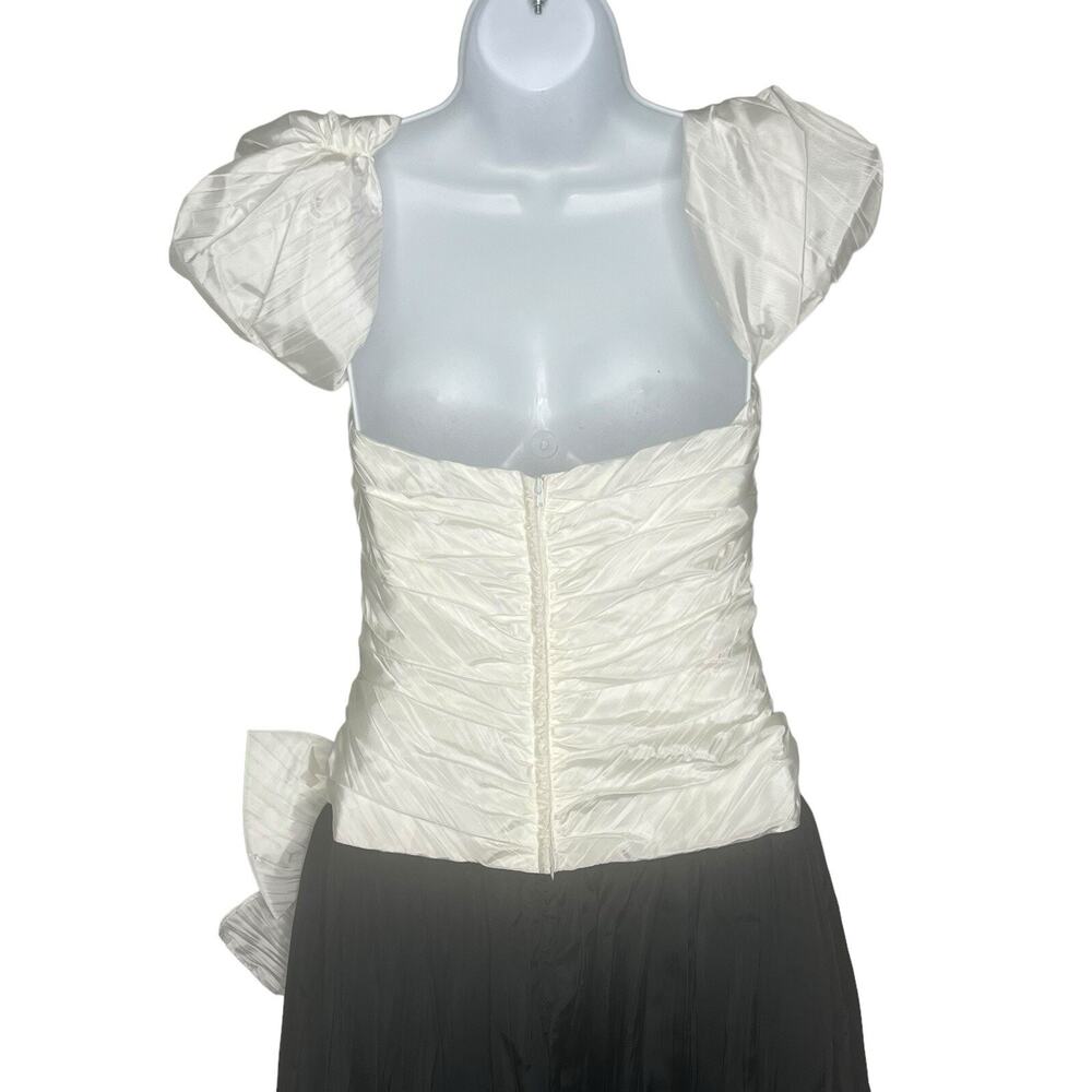 Roberta California Vintage Gown 7/8 Taffeta Tulle Ruching Bow Black Ivory USA - Picture 11 of 16